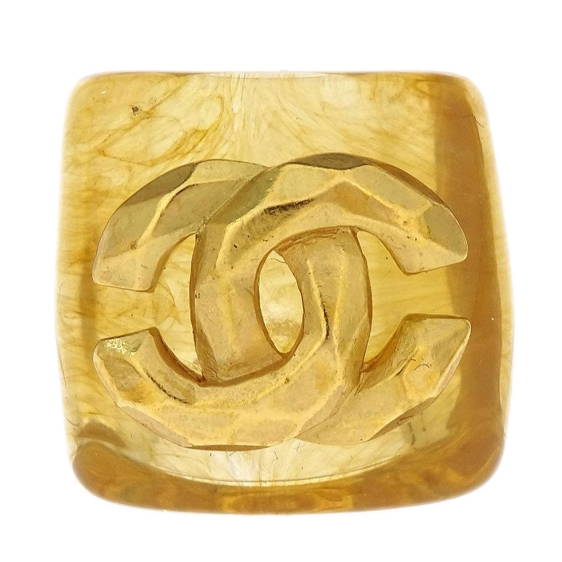 Clear Acrylic Vintage Ring by Chanel Size 53: Clear Acrylic Vintage Ring by Chanel Size 53 This vintage Chanel ring features a clear acrylic design in a size 53. The ring showcases Chanel's signature style with a unique, transparent appearance, m