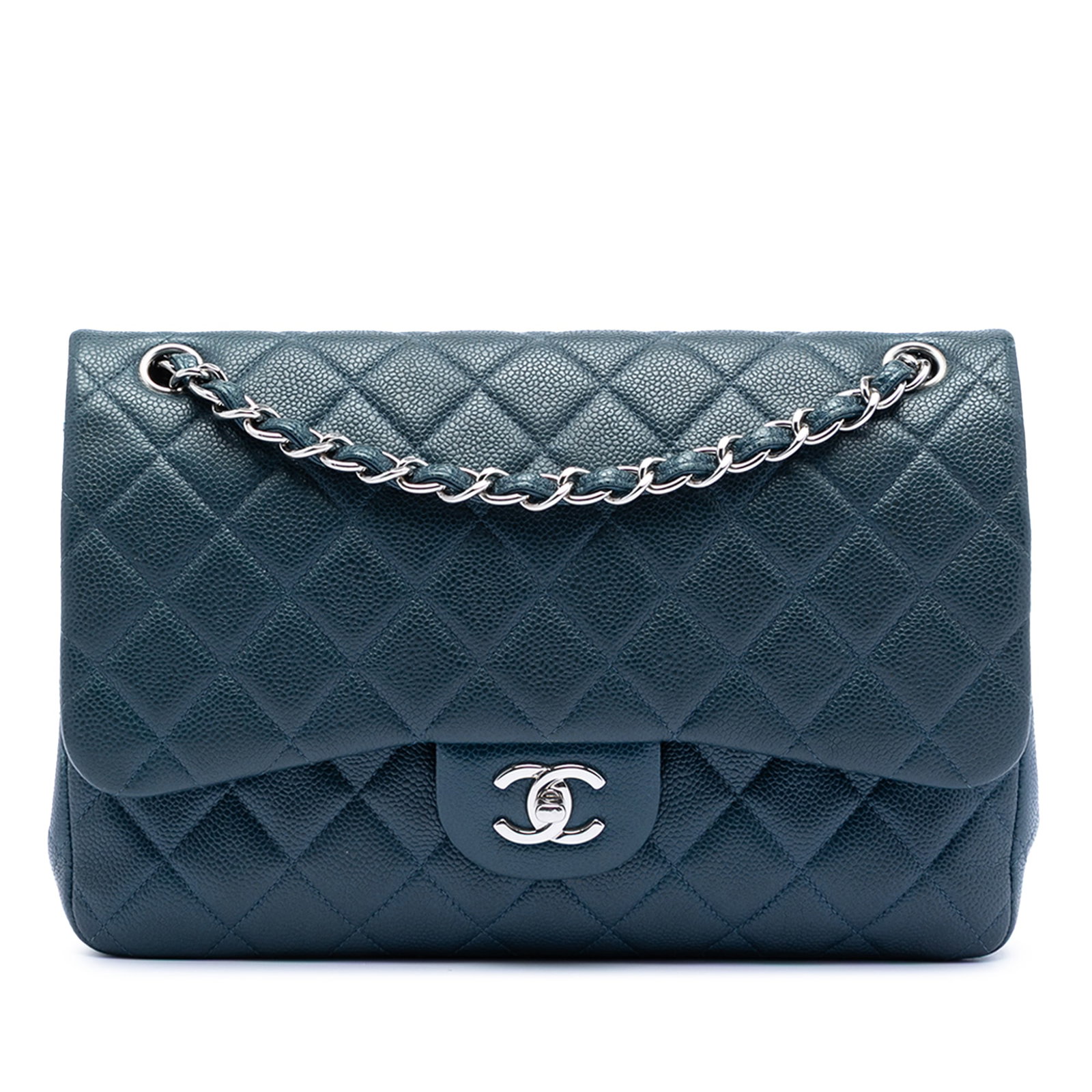 Blue Chanel Jumbo Classic Caviar Leather Double Flap Shoulder Bag (1 of 7)