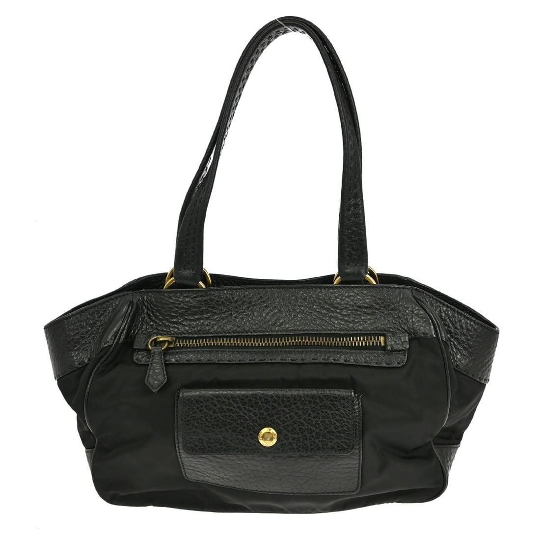 Prada BR1976 Medium Black Nylon Top Handle Handbag with Logo Accent (1 of 9)