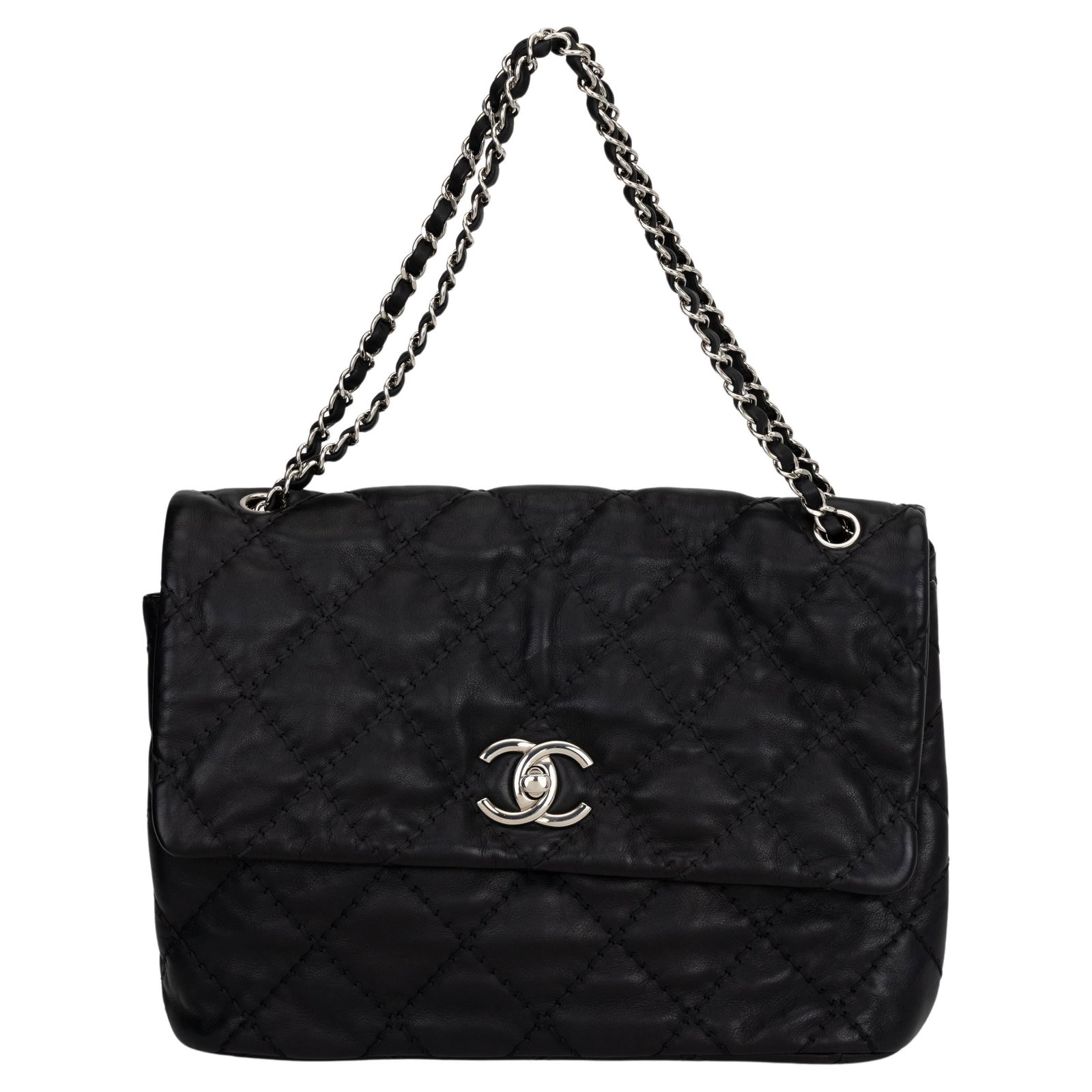 Chanel Black Quilted Shoulder Bag with Silver Tone Hardware (1 of 8)