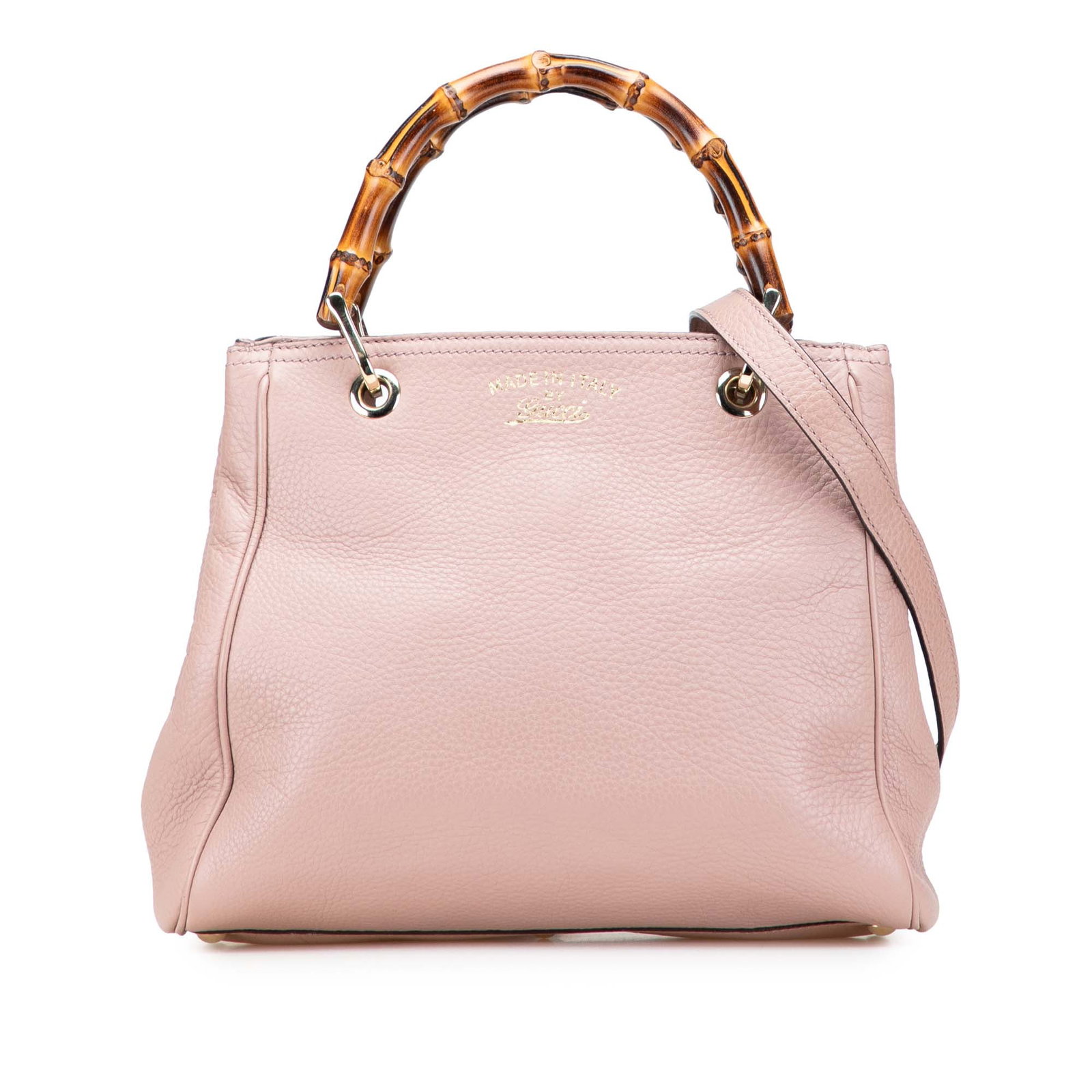 Gucci Pink Small Calfskin Bamboo Shopper Satchel with Leather and Bamboo Handles (1 of 12)