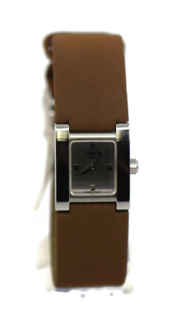 Tissot T-Lady Quartz Stainless Steel Watch T63.1.115.31 Brown Fabric Band (1 of 2)