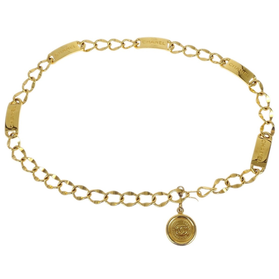 Gold Plated Chain Belt with Medallion Logo by Chanel Vintage (1 of 4)