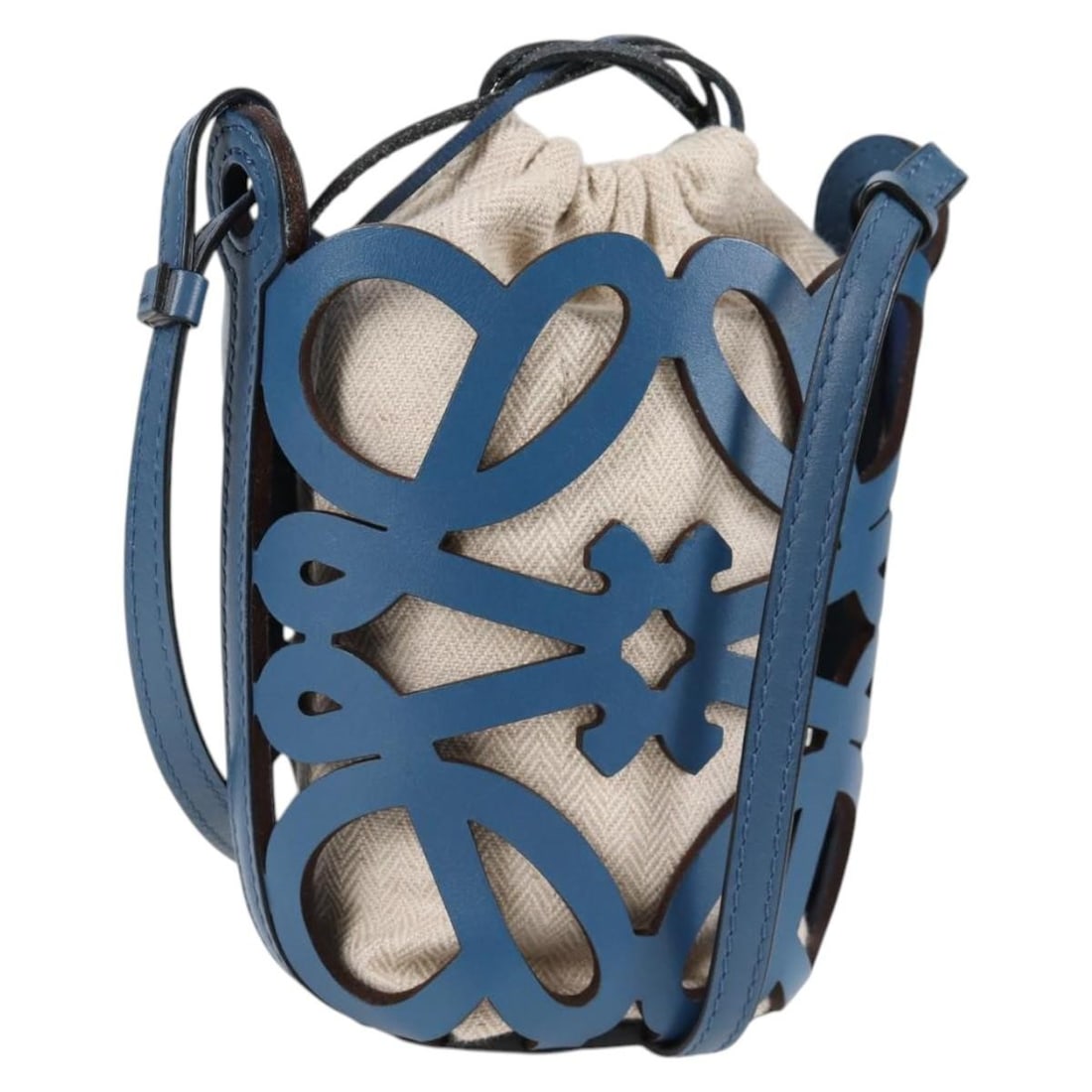 Loewe Blue Leather Anagram Cut Out Pocket Shoulder Bag (1 of 18)