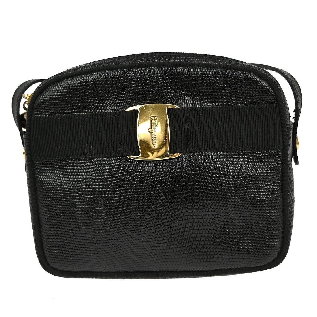 Salvatore Ferragamo Vara Bow Black Leather Medium Crossbody Shoulder Bag (1 of 7)