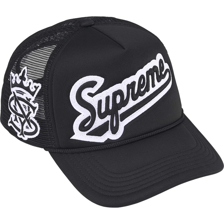 Black Supreme University Mesh Panel Cap with Embroidered Front (1 of 1)