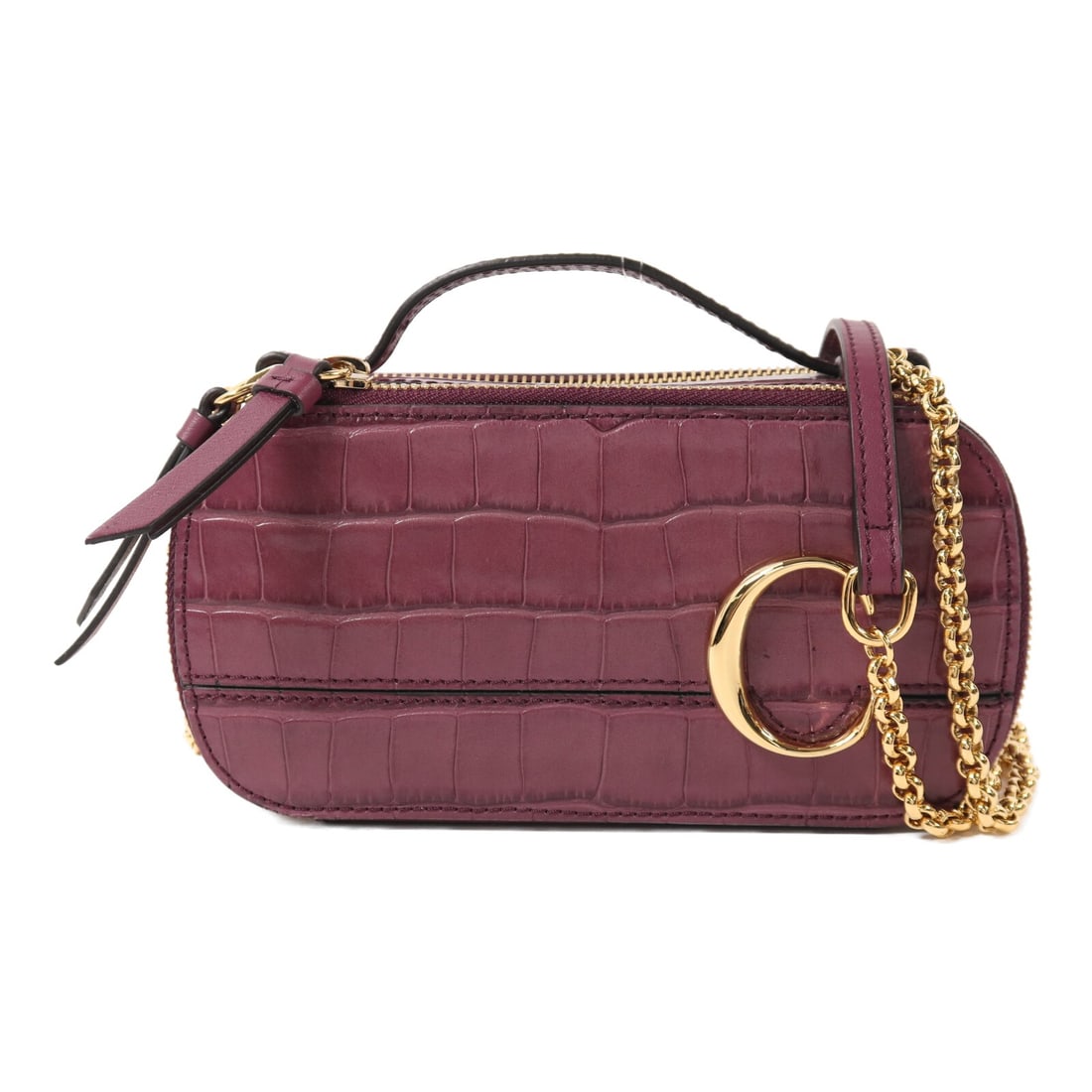 Chloe Mini C Purple Calfskin Leather Shoulder Bag with Gold Hardware (1 of 17)