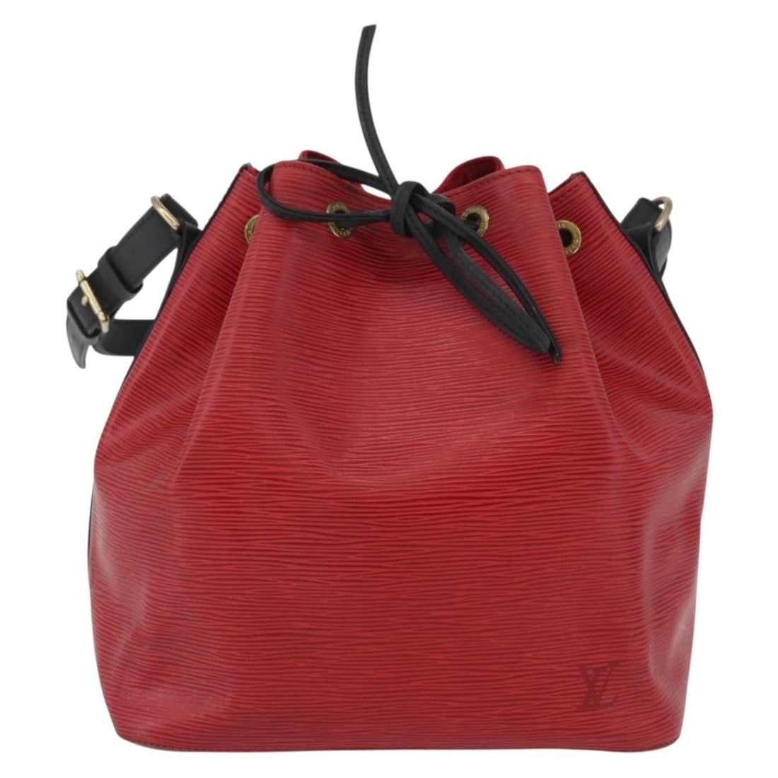 Louis Vuitton Epi Leather Red Petit Noe Handbag 25cm by 27cm by 19cm: Louis Vuitton Epi Leather Red Petit Noe Handbag 25cm by 27cm by 19cm This Louis Vuitton Bicolor Petit Noe handbag is crafted from red Epi leather, designed for women. It features a shoulder strap and