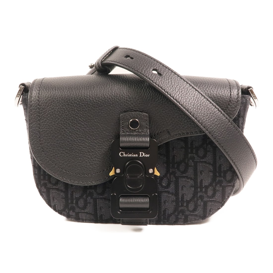 Dior Mini Saddle Canvas Shoulder Bag Black 2ADCA435YKS (1 of 15)