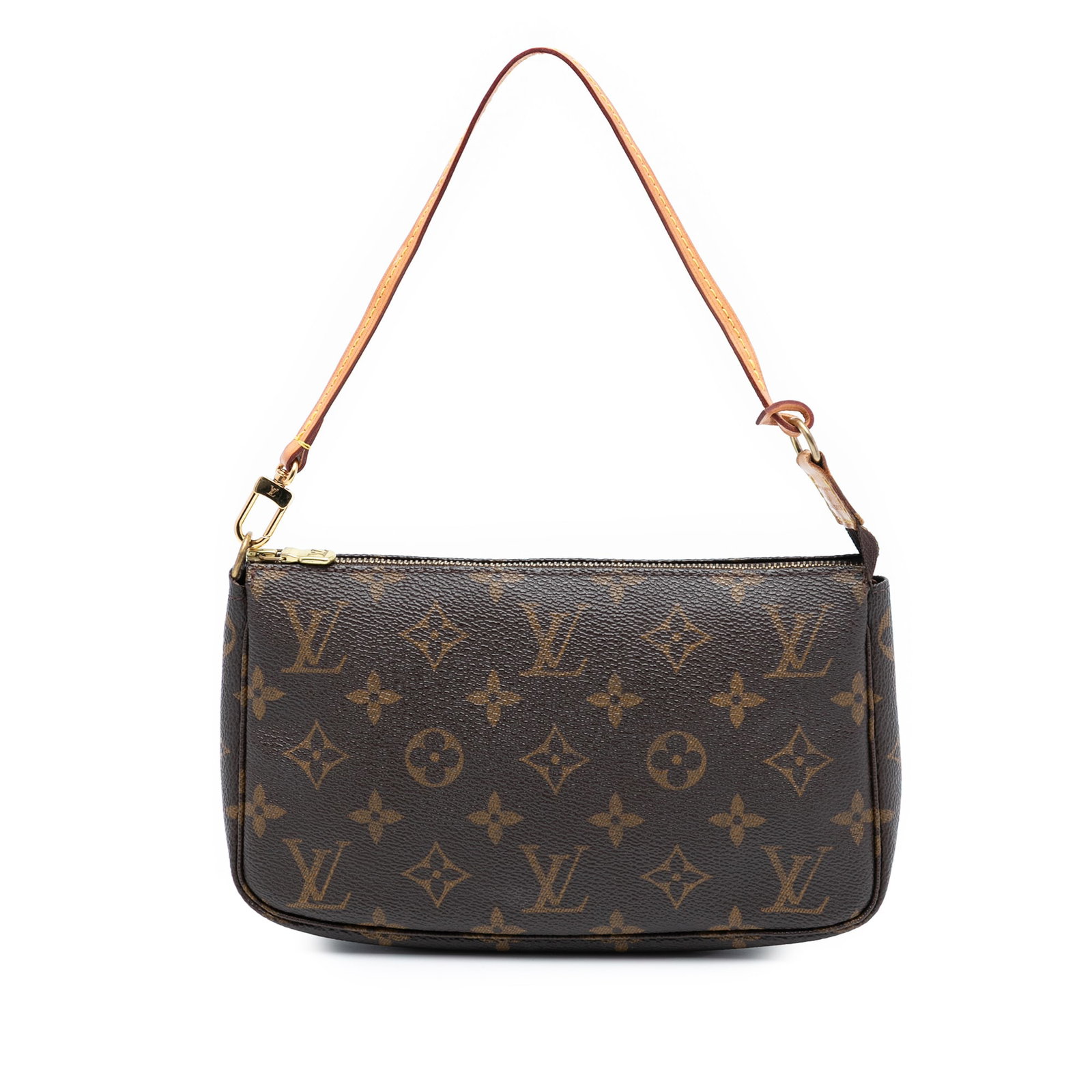 Monogram Canvas Pochette Accessoires Shoulder Bag by Louis Vuitton: Monogram Canvas Pochette Accessoires Shoulder Bag by Louis Vuitton This Louis Vuitton Monogram Pochette Accessoires features the brand's signature monogram canvas, complemented by a flat vachetta leat