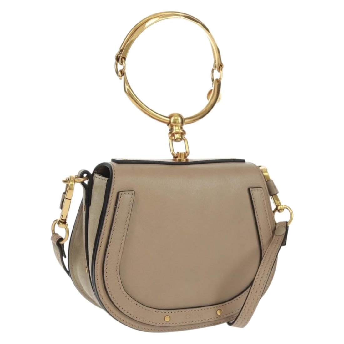 Chloe Nile Leather Shoulder and Handbag in Beige with Gold Accents: Chloe Nile Leather Shoulder and Handbag in Beige with Gold Accents This Chloe Nile handbag is crafted from beige leather with gold-tone accents and offers versatile styling with both a top handle and