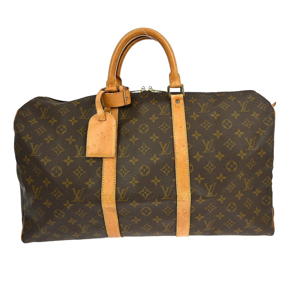 Monogram Canvas Keepall Travel Bag by Louis Vuitton Unisex 50cm: Monogram Canvas Keepall Travel Bag by Louis Vuitton Unisex 50cm This Louis Vuitton Keepall Bag features the iconic Monogram Canvas in a classic brown color. Designed for unisex use, it offers ample sp