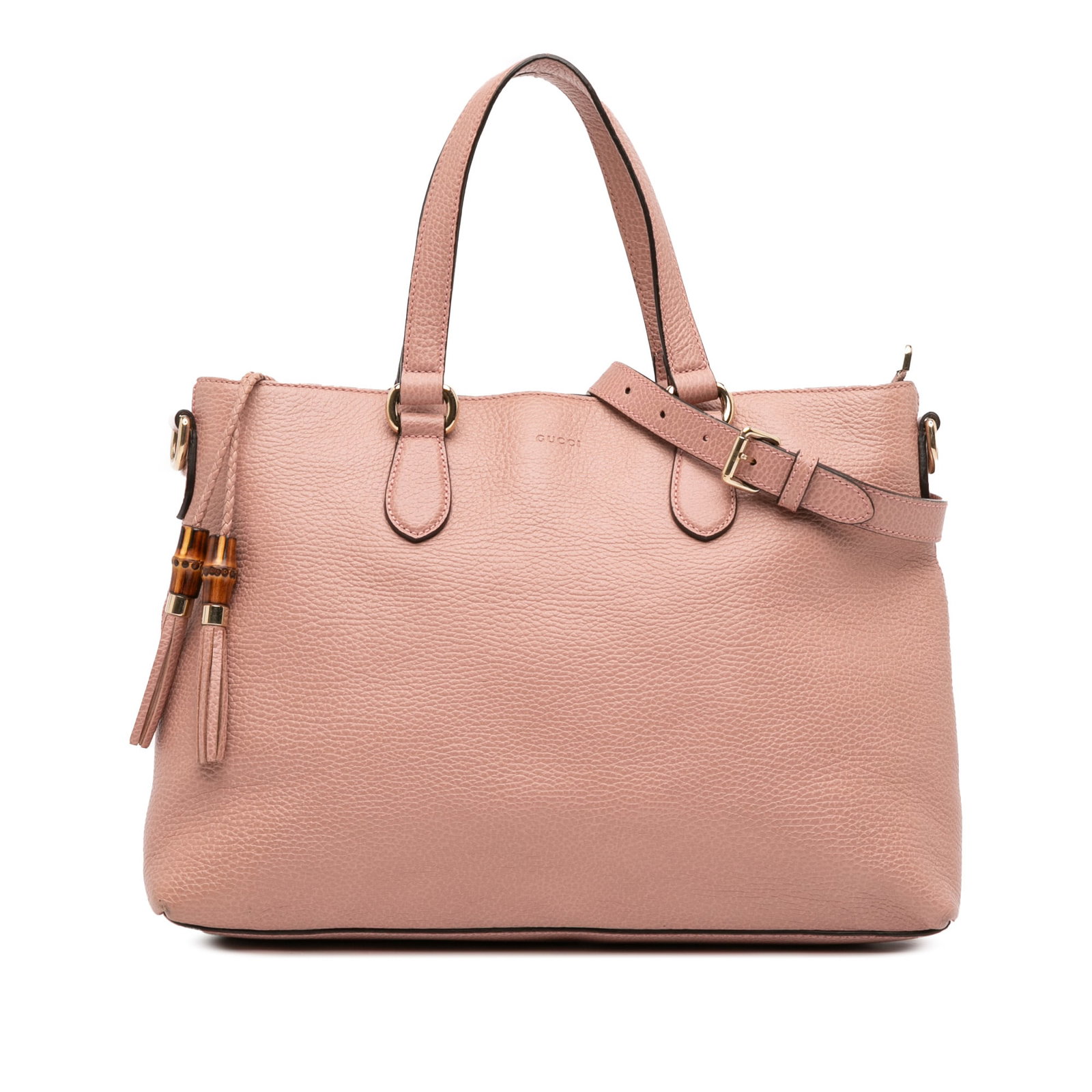Gucci Pink Leather Bamboo Tassel Satchel with Zip Closure (1 of 11)