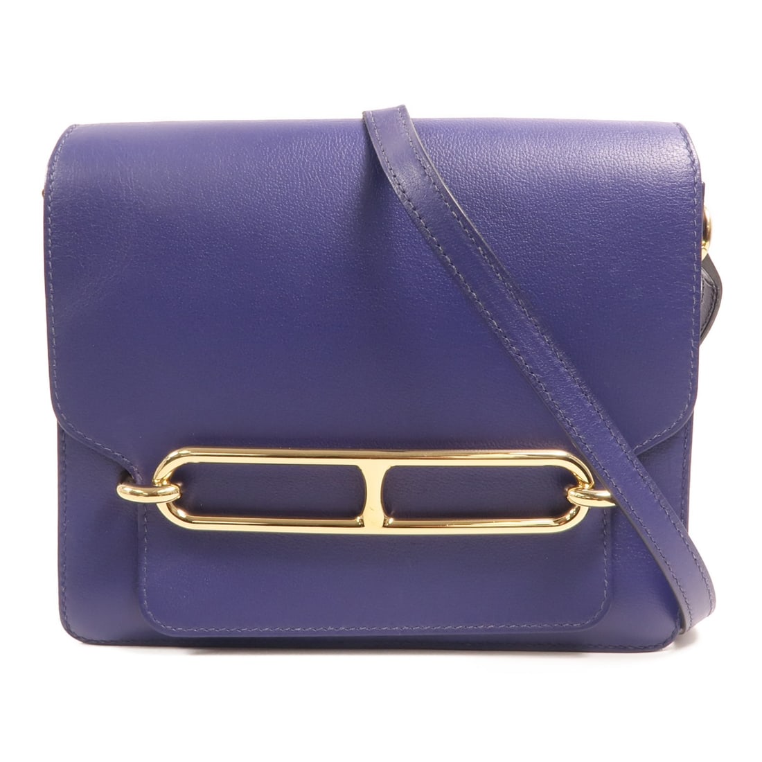 Hermes Roulis 23 Blue Evercolor Leather Shoulder Bag with Gold Hardware: Hermes Roulis 23 Blue Evercolor Leather Shoulder Bag with Gold Hardware The HERMES Roulis 23 shoulder bag features Evercolor calfskin leather in a striking Bleu Electrique shade. Designed for women, t