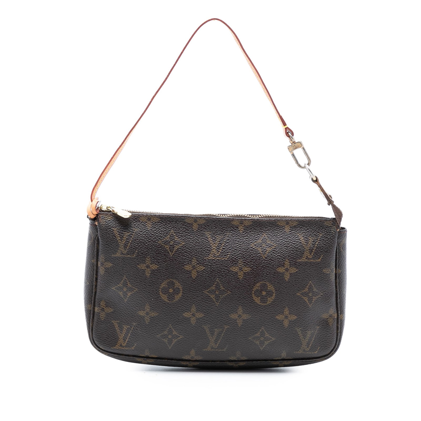 Louis Vuitton Monogram Canvas Pochette Accessoires Shoulder Bag Brown: Louis Vuitton Monogram Canvas Pochette Accessoires Shoulder Bag Brown This Louis Vuitton Monogram Pochette Accessoires features a monogram canvas exterior with a flat vachetta leather handle and a top