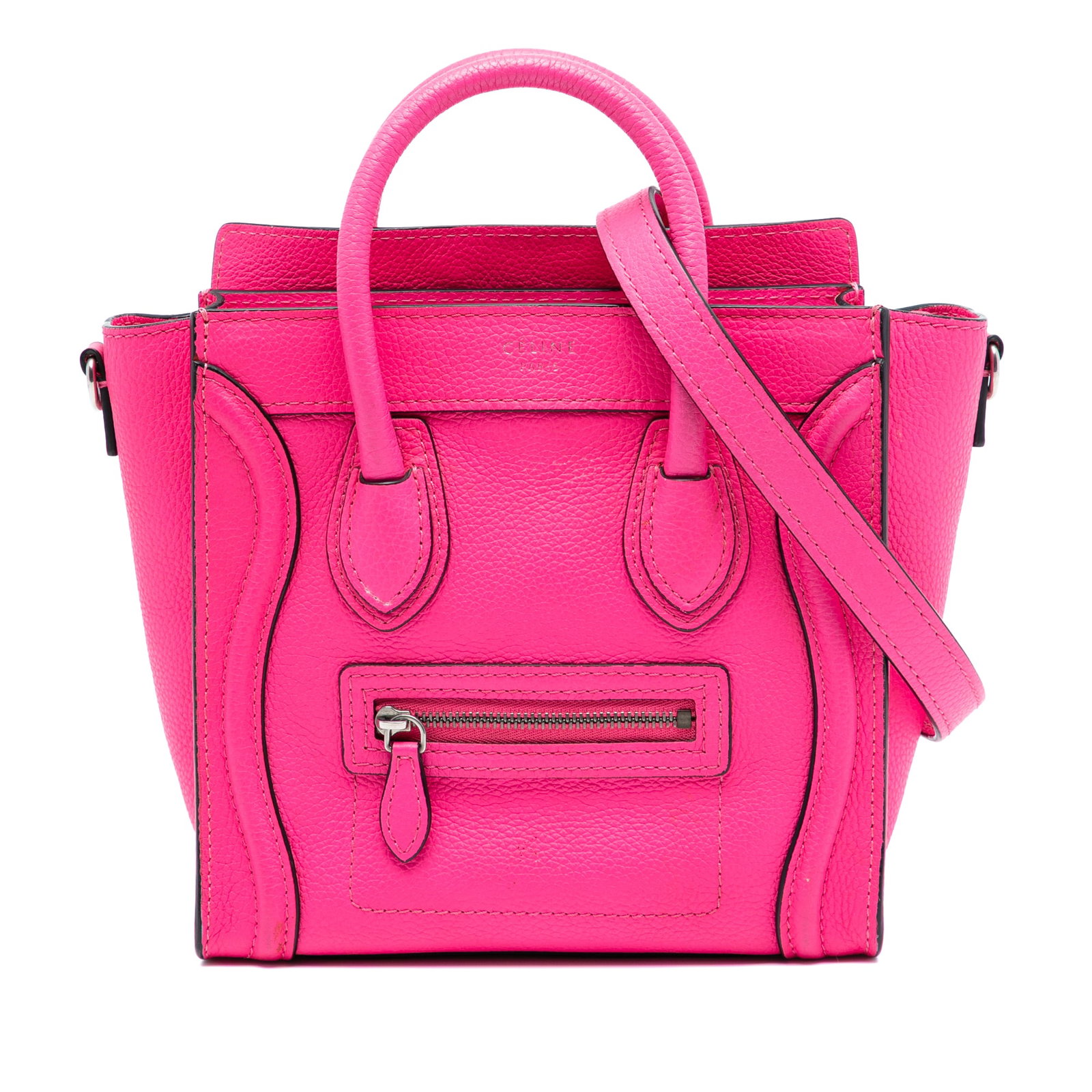 Celine Nano Luggage Tote Pink Leather Handbag with Detachable Strap (1 of 7)