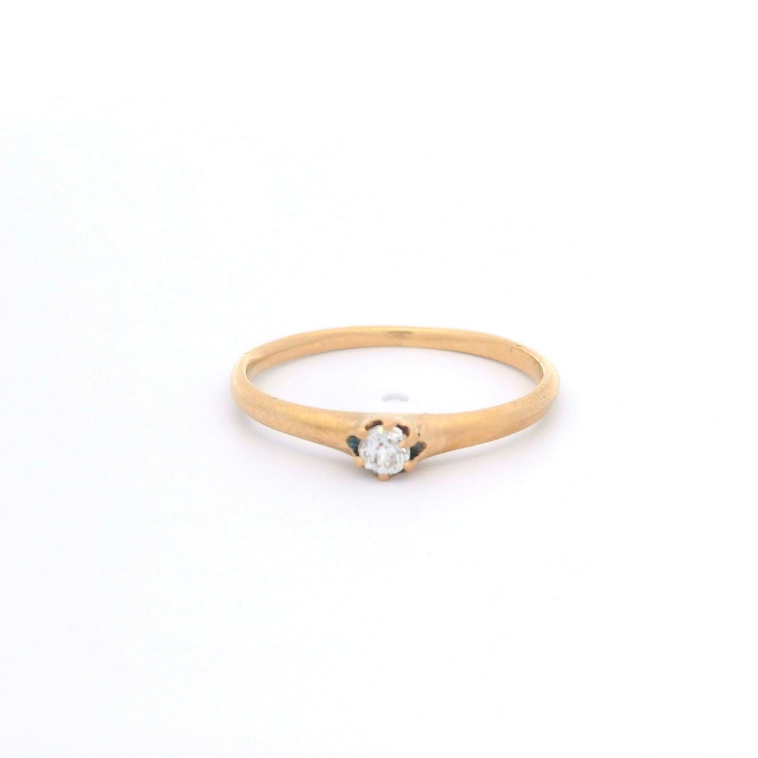 Antique Victorian 10k Yellow Gold Diamond Belcher Style Ring 0.08ctw (1 of 9)