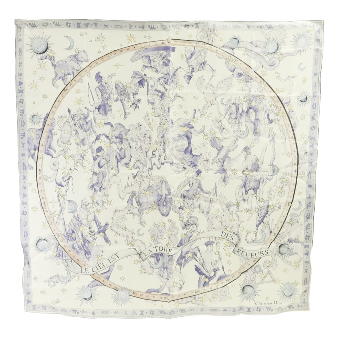Dior Silk Women's Scarf in Purple Multicolor France: Dior Silk Women's Scarf in Purple Multicolor France This Christian Dior scarf is crafted from luxurious silk and features a white, light purple, and multicolor design. Designed for women, it offers bo