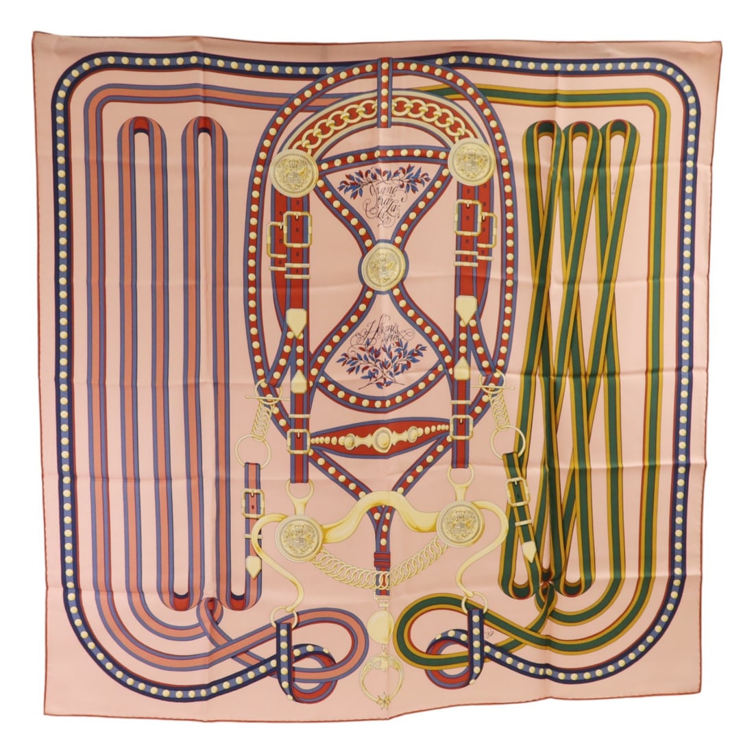 Hermes Silk Square Scarf 90x90 Multicolor Pink Red Blue France (1 of 9)