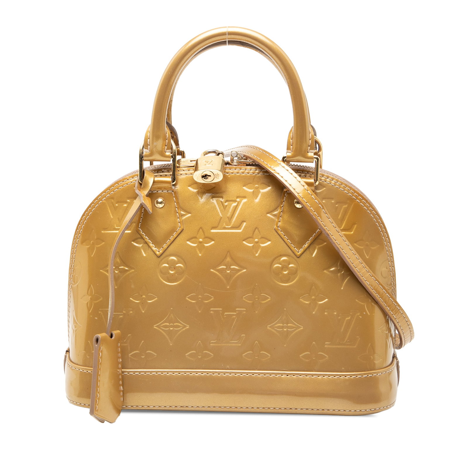 Louis Vuitton Alma BB Gold Monogram Vernis Leather Crossbody Satchel (1 of 7)