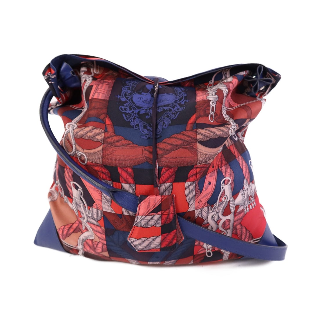 Hermes Silkycity 33 Silk Shoulder Bag with Palladium Hardware Red and Blue (1 of 18)