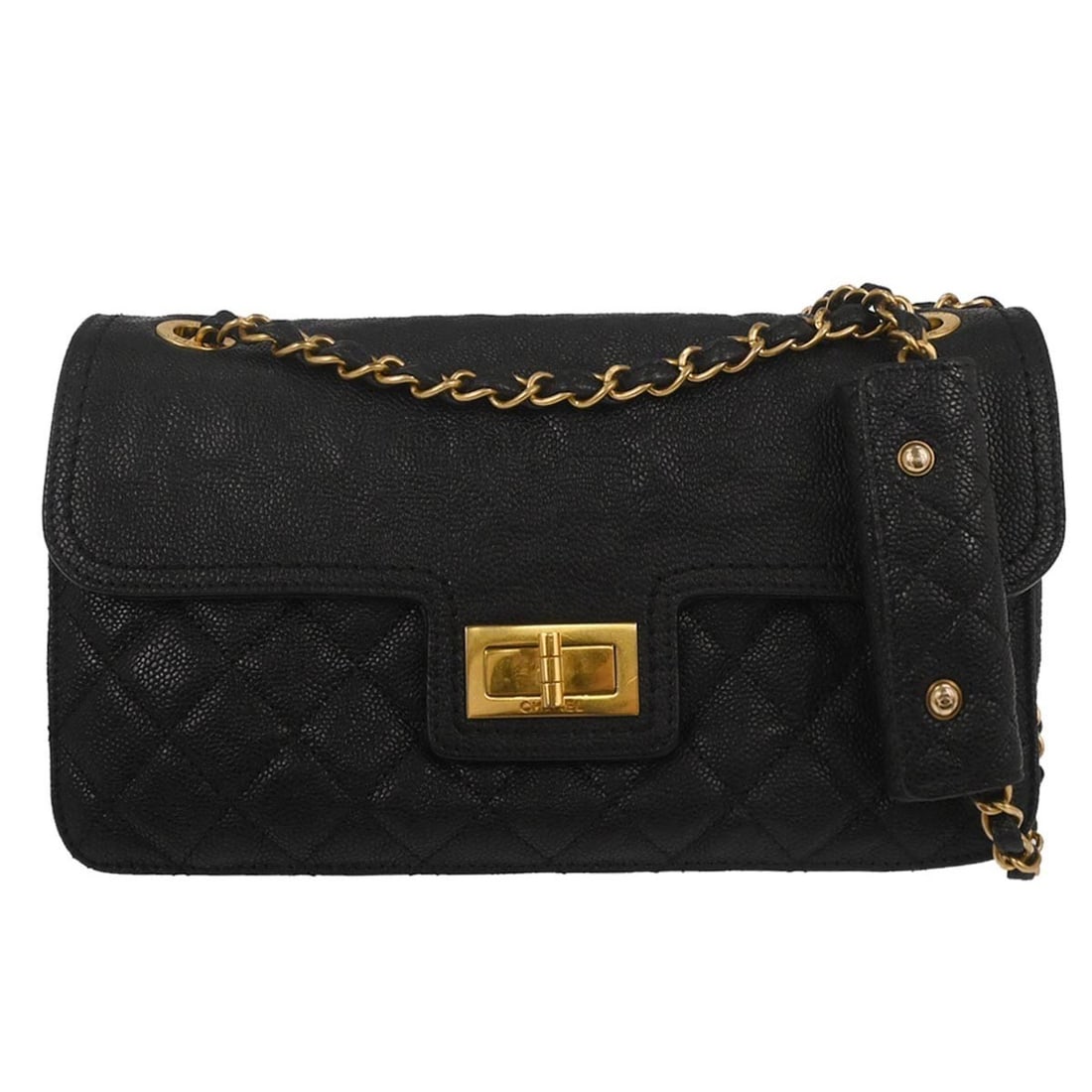Black Mademoiselle Lock Shoulder Bag by Chanel in Calfskin Leather: Black Mademoiselle Lock Shoulder Bag by Chanel in Calfskin Leather This Chanel Mademoiselle Lock shoulder bag is crafted from black calfskin leather and features a signature Mademoiselle lock closure.