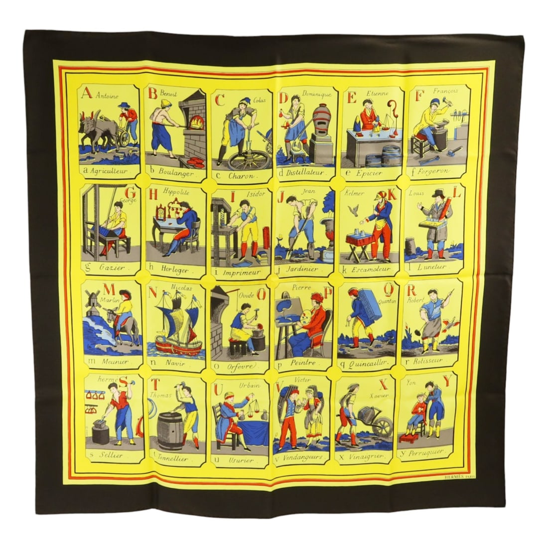 Hermes Silk Square Scarf 90x90 Yellow Black Multicolor France (1 of 9)