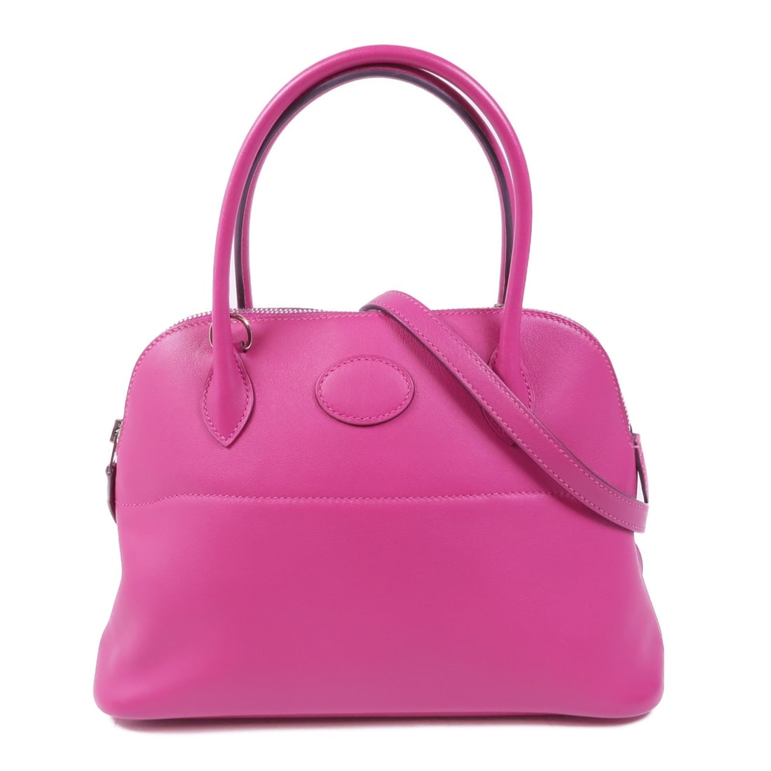 HERMES Bolide 27 2Way Shoulder Bag Swift Leather Rose Purple: HERMES Bolide 27 2Way Shoulder Bag Swift Leather Rose Purple This HERMES Bolide 27 2Way Shoulder Bag is crafted from luxurious calfskin leather in a stunning rose purple hue. Designed for versatility,