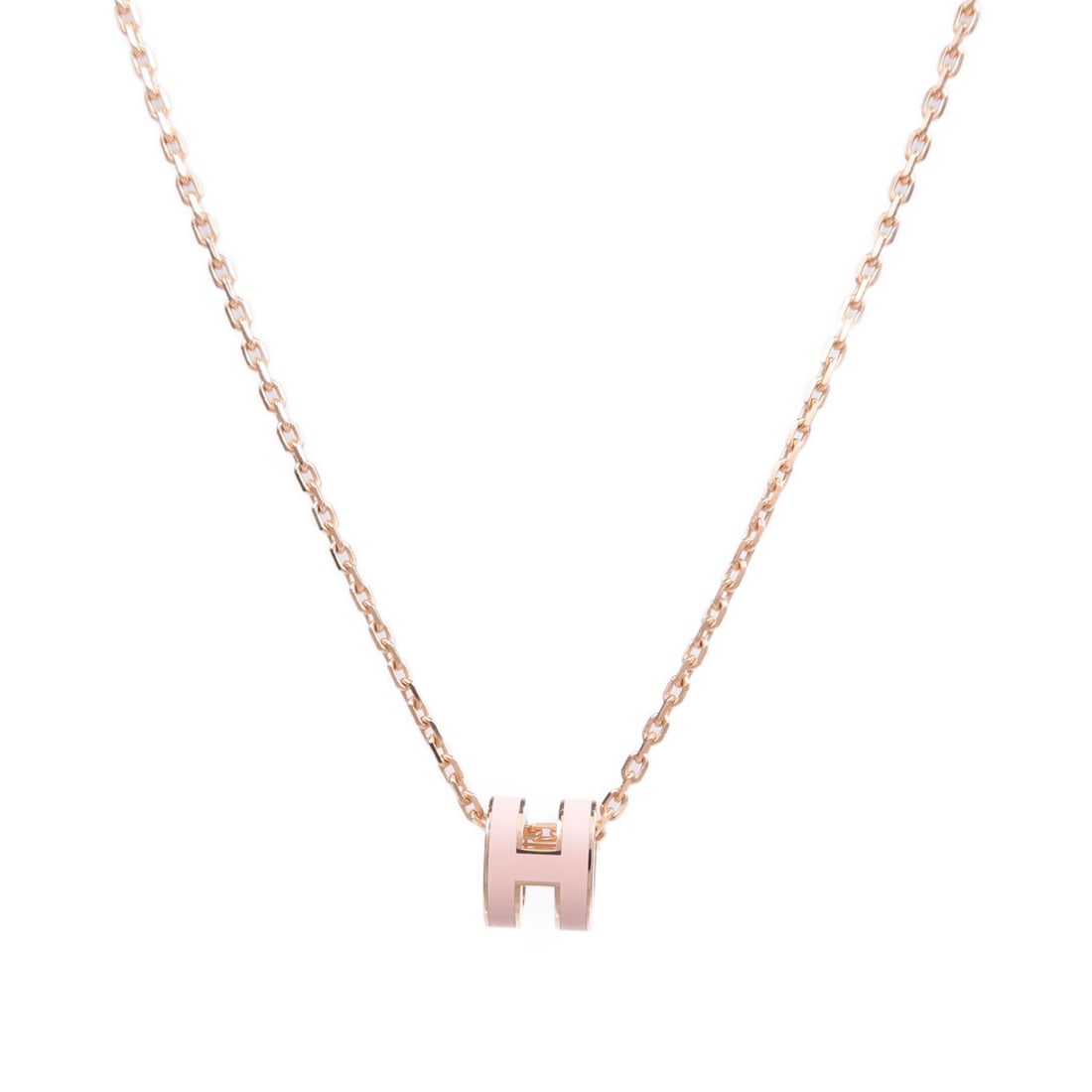 Hermes Mini Pop H Pink and Gold Tone Pendant Necklace (1 of 9)