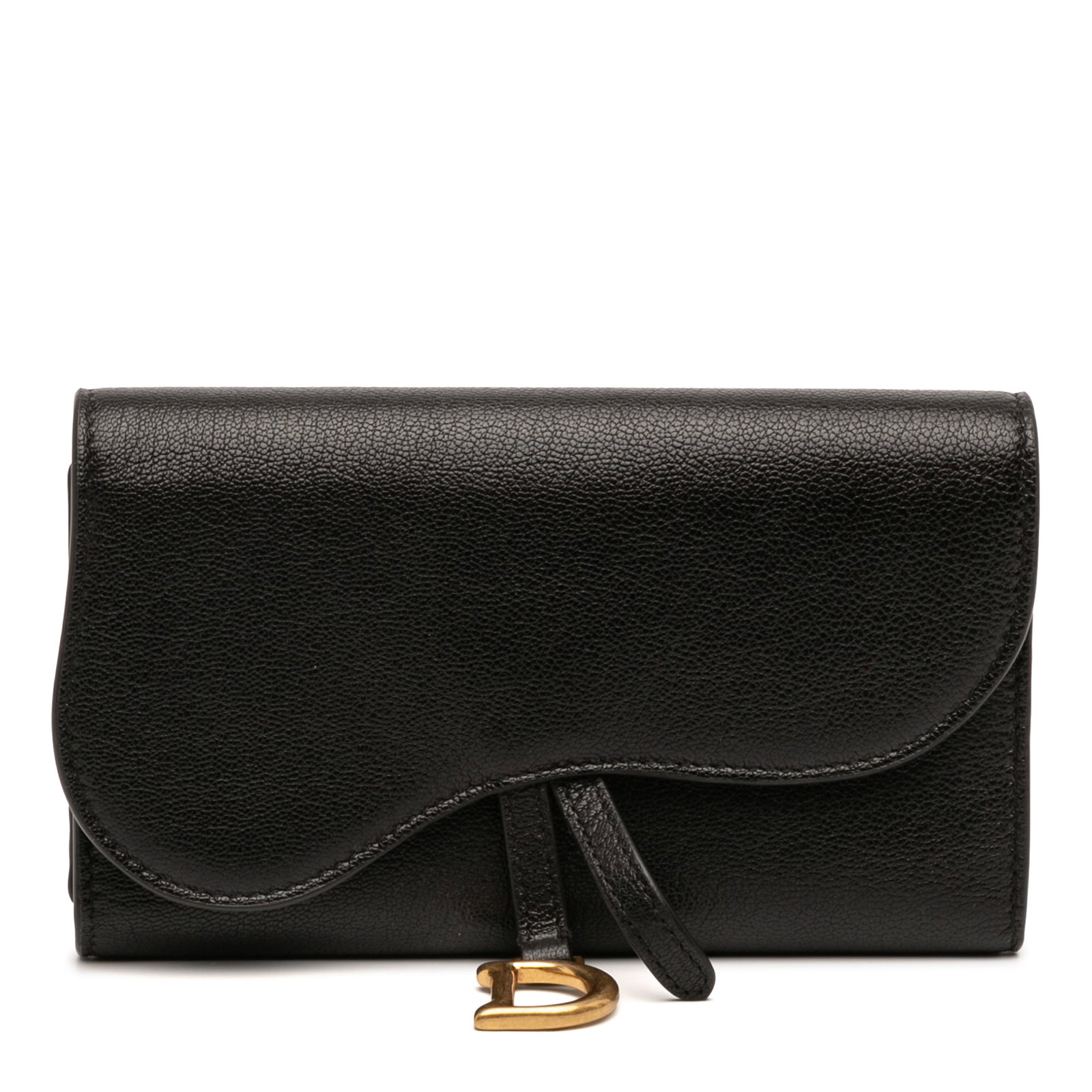 Black Leather Saddle Wallet by Dior with Snap Flap (1 of 11)
