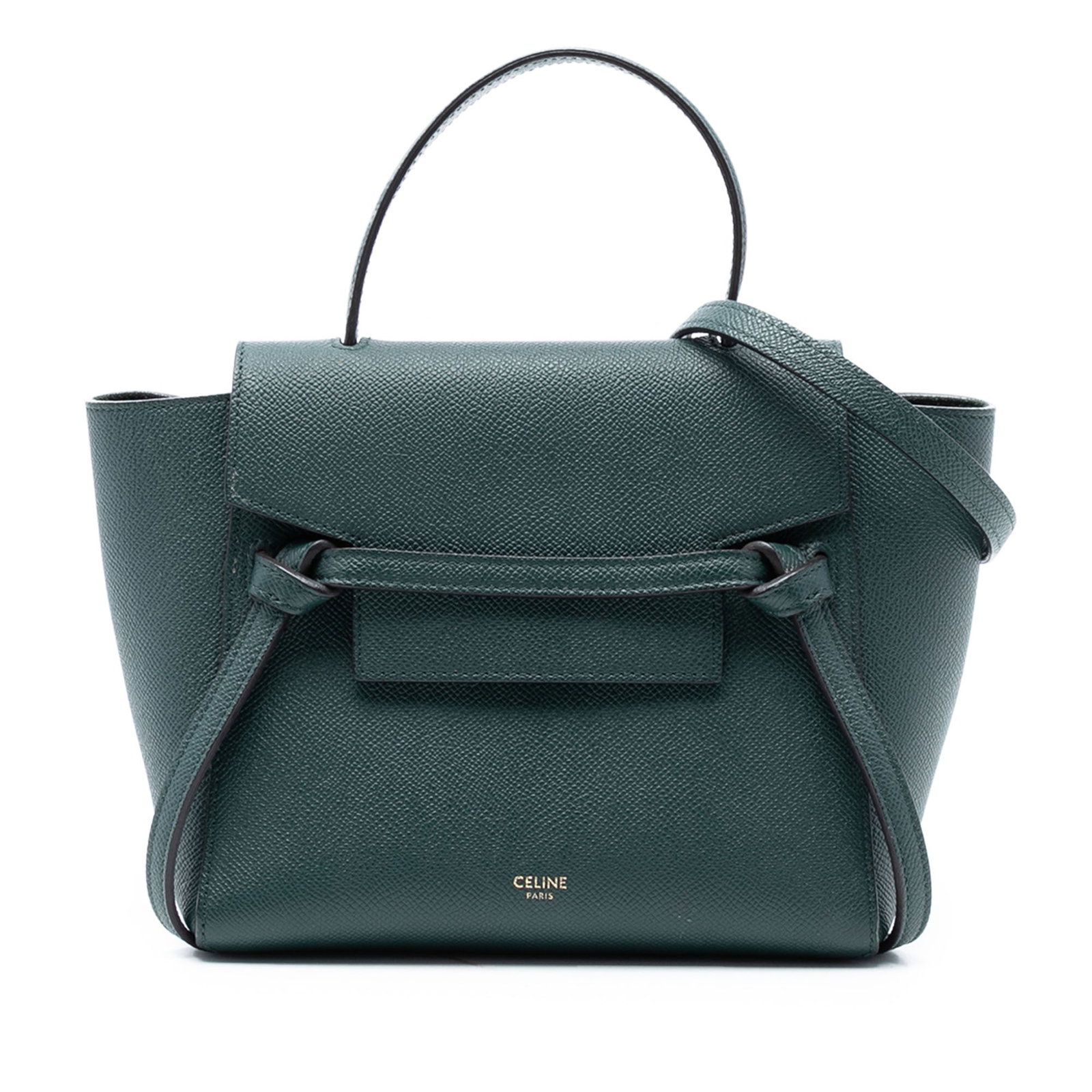 Celine Nano Belt Satchel in Grained Calfskin Leather Green (1 of 7)