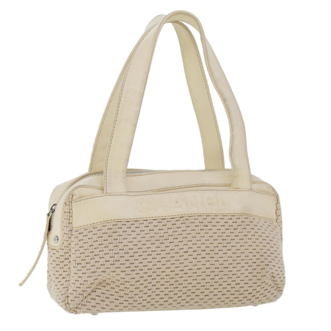 Chanel Canvas Vintage White Shoulder Bag 29cm by 19cm by 9cm (1 of 18)