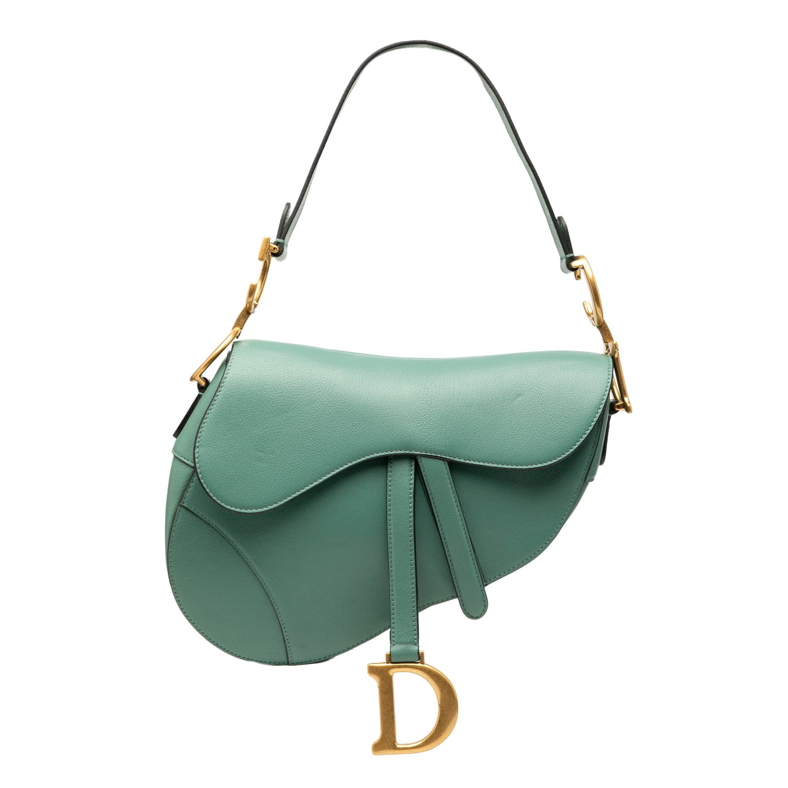 Dior Green Leather Saddle Bag with Magnetic Closure (1 of 7)