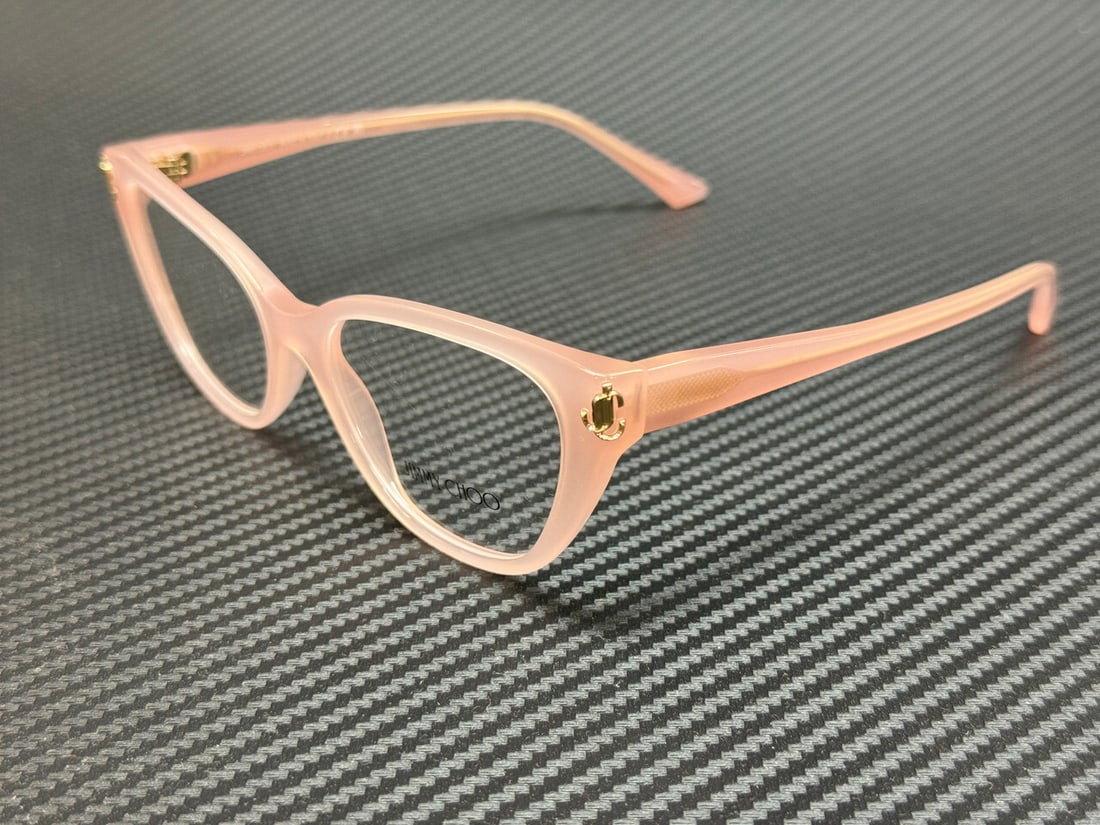 Jimmy Choo JC3011 5027 Opal Pink Women's Eyeglasses with Authenticity Certificate: Jimmy Choo JC3011 5027 Opal Pink Women's Eyeglasses with Authenticity Certificate Elevate your style with these Jimmy Choo JC3011 5027 eyeglasses in a stunning opal pink frame. Designed for women, the