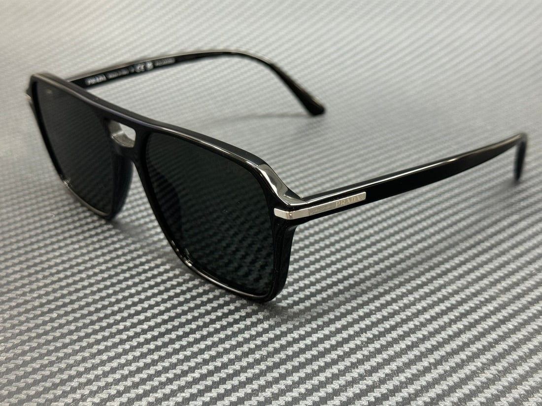 PRADA PR 20YS 1AB03R Black Green Polarized Men's Sunglasses (1 of 5)