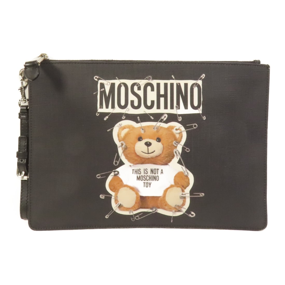 Moschino Teddy Bear Black Coated Canvas SHW Pouch A842082101555 (1 of 14)