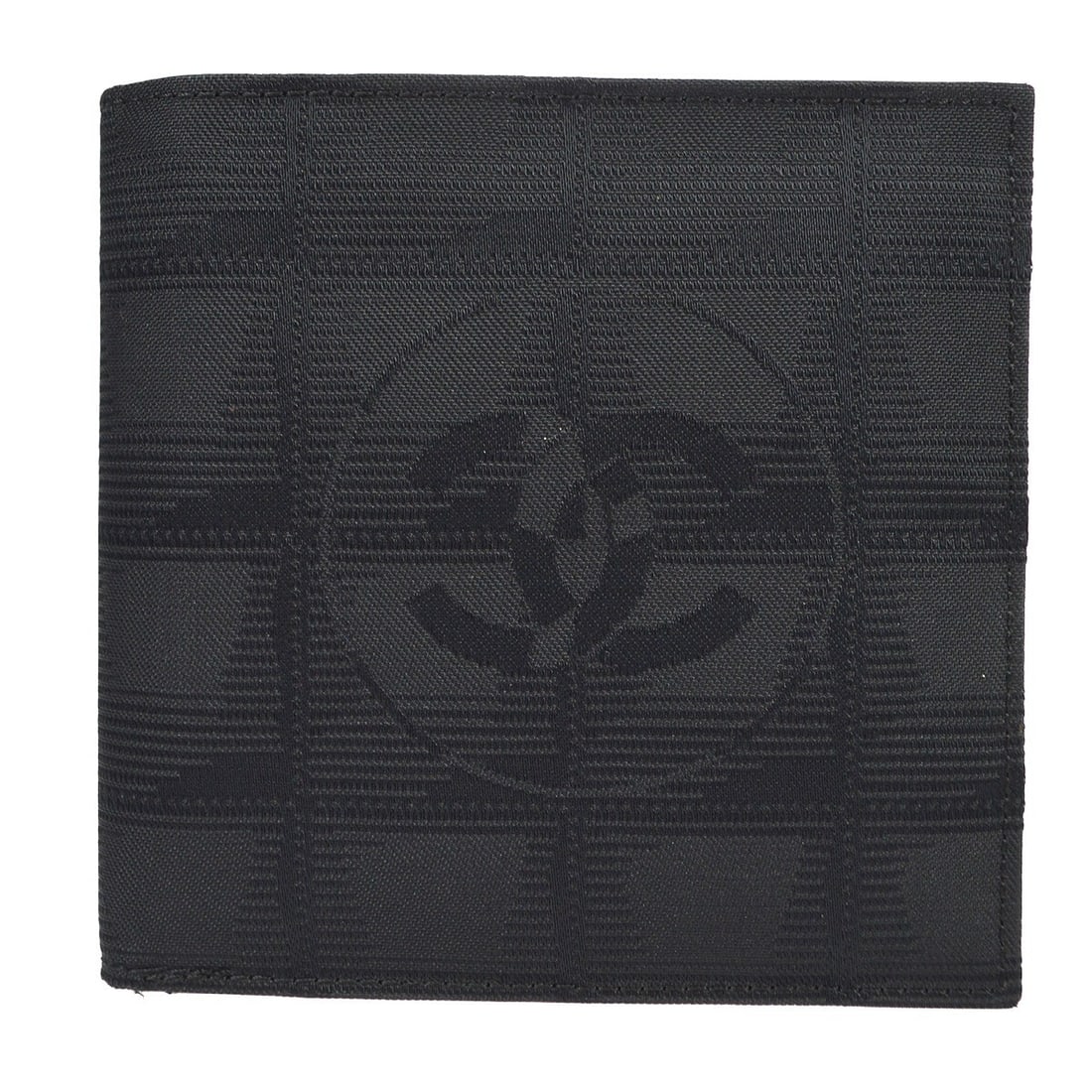 Chanel Travel Line Black Bifold Wallet CC Jacquard Nylon Vintage: Chanel Travel Line Black Bifold Wallet CC Jacquard Nylon Vintage This Chanel Travel Line Bifold Wallet is an elegant accessory perfect for on-the-go organization. Featuring the iconic CC pattern, this