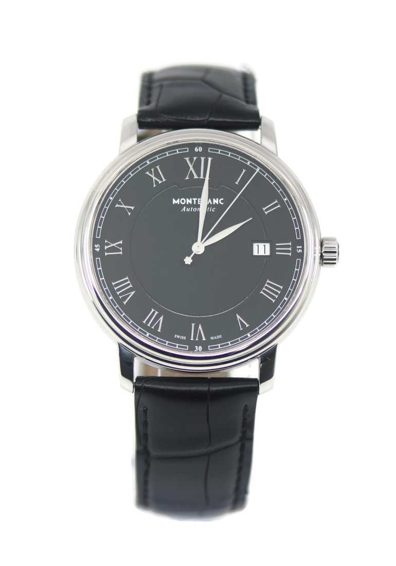 Montblanc Tradition 7334 Stainless Steel Automatic Wristwatch: Montblanc Tradition 7334 Stainless Steel Automatic Wristwatch Discover the elegance of the Montblanc Tradition Stainless Steel Watch, model 7334. This sophisticated wristwatch features a classic analo