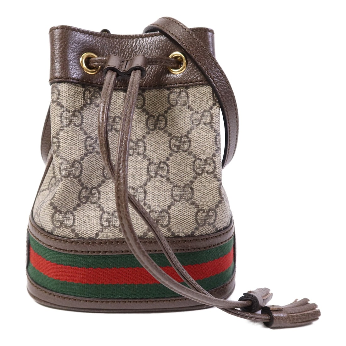 Gucci Ophidia Mini Brown Coated Canvas Bucket Shoulder Bag with Gold Hardware (1 of 14)