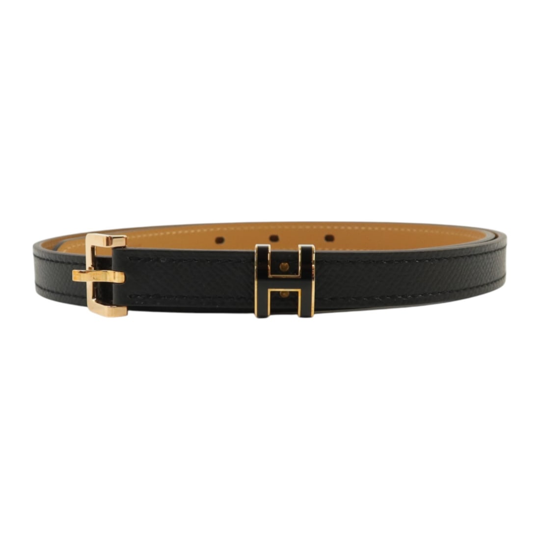 Hermes Epsom Leather Black Belt with Gold Hardware Size 89 (1 of 8)