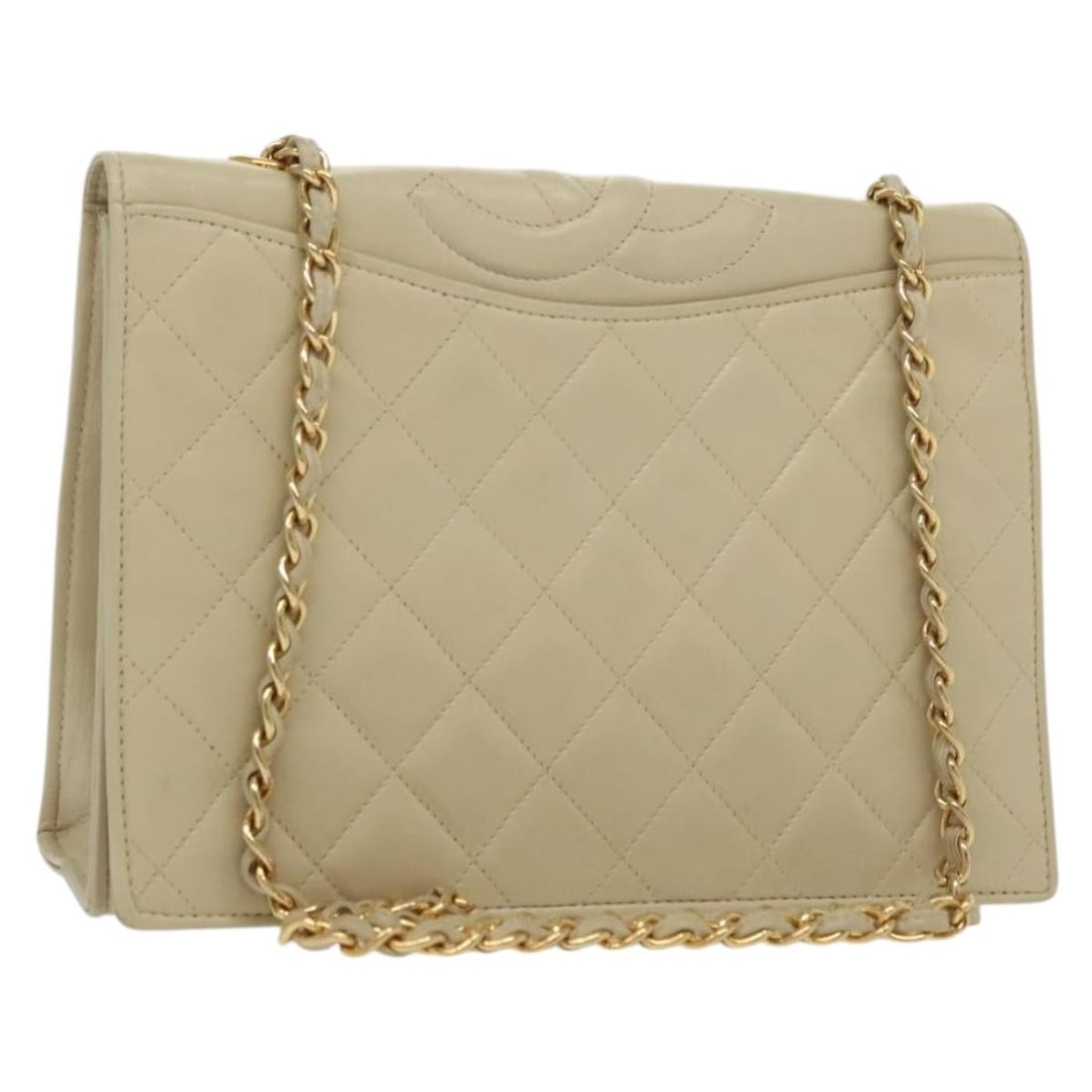 Beige Lambskin Leather Chanel Vintage Full Flap CC Bag (1 of 18)