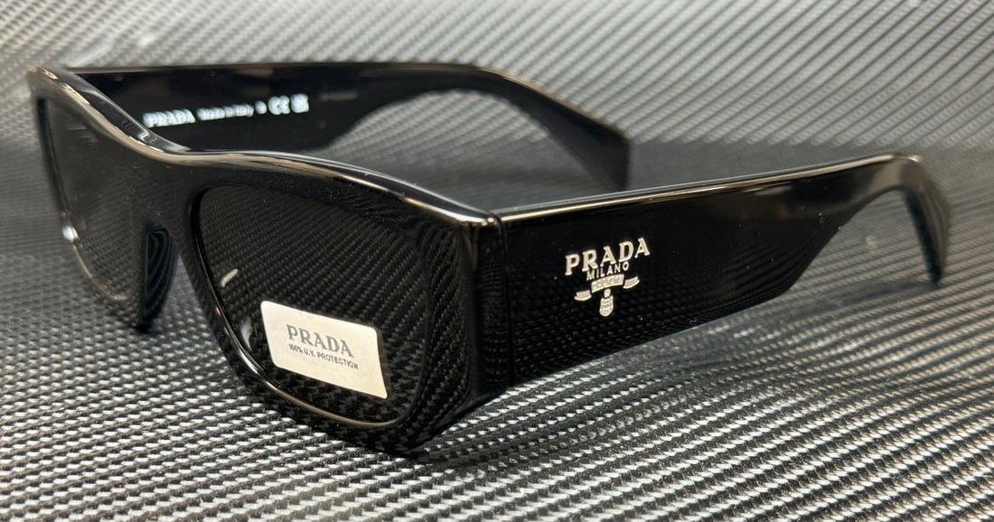 PRADA PR A01S 16K08Z Black Dark Grey Unisex Sunglasses with Box: PRADA PR A01S 16K08Z Black Dark Grey Unisex Sunglasses with Box Stylish and sophisticated, these PRADA sunglasses are perfect for anyone looking to elevate their eyewear collection. The unisex design 