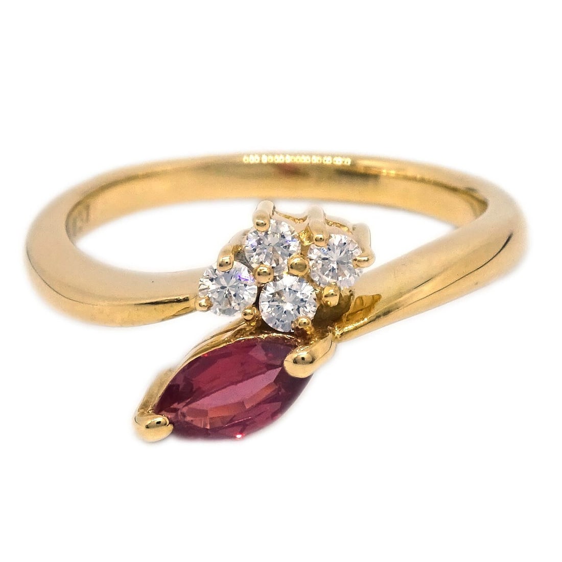 Vintage 18K Gold Pink Sapphire Round Ring Size 51 (1 of 4)