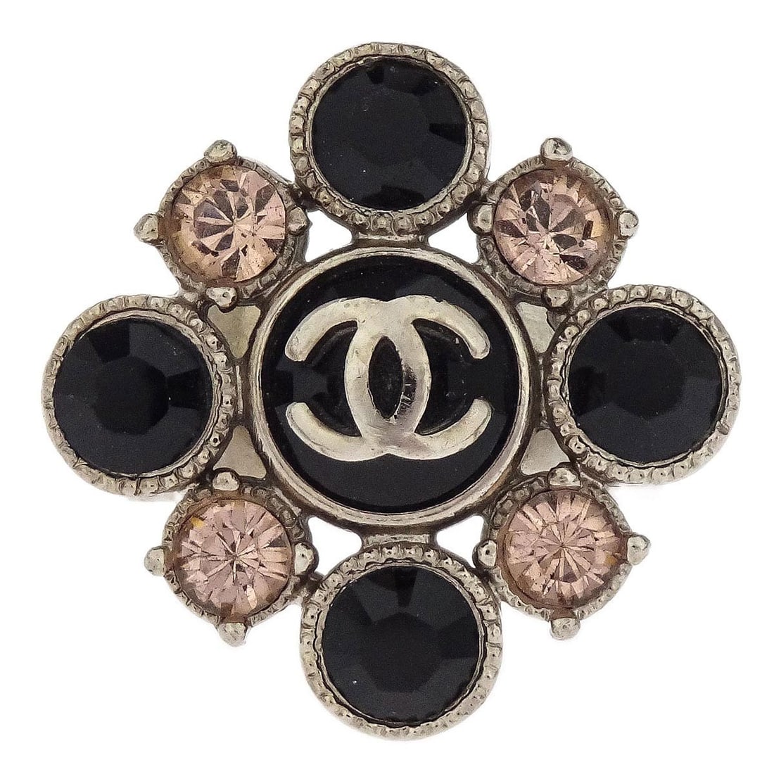 Chanel Silver Plated CC Rhinestone Ring Size 53 from 08C Collection (1 of 4)