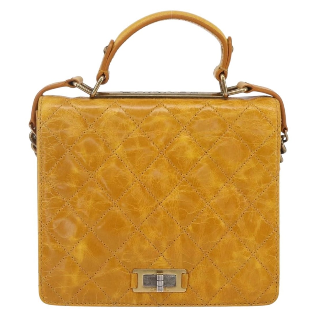 Yellow Quilted Aged Calfskin Rita Top Handle Flap Bag by Chanel (1 of 18)
