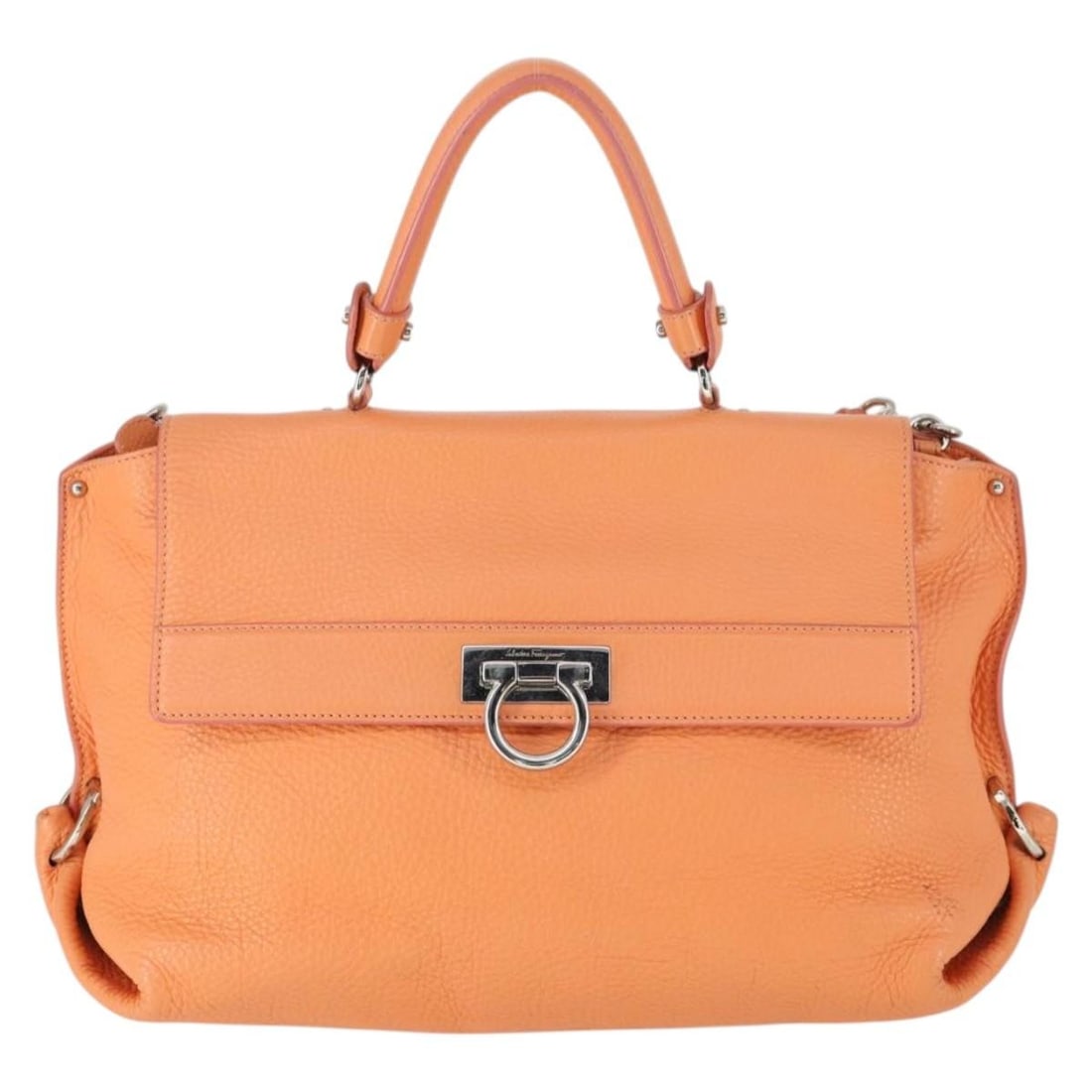 Orange Sofia Satchel by Salvatore Ferragamo in Grainy Leather (1 of 18)