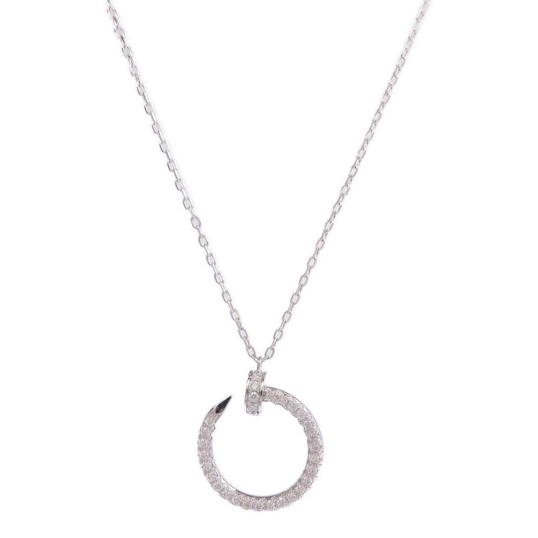 Diamond Pendant Necklace in 18K White Gold Cartier Juste un Clou (1 of 9)