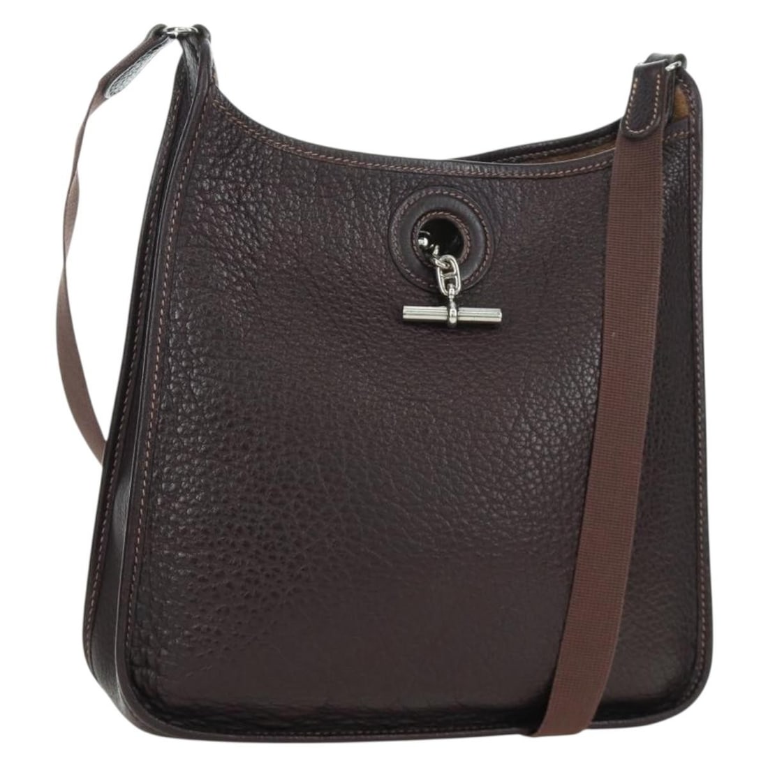 Hermes Vespa Brown Leather Shoulder Bag with Silver Hardware and Dust Bag (1 of 18)