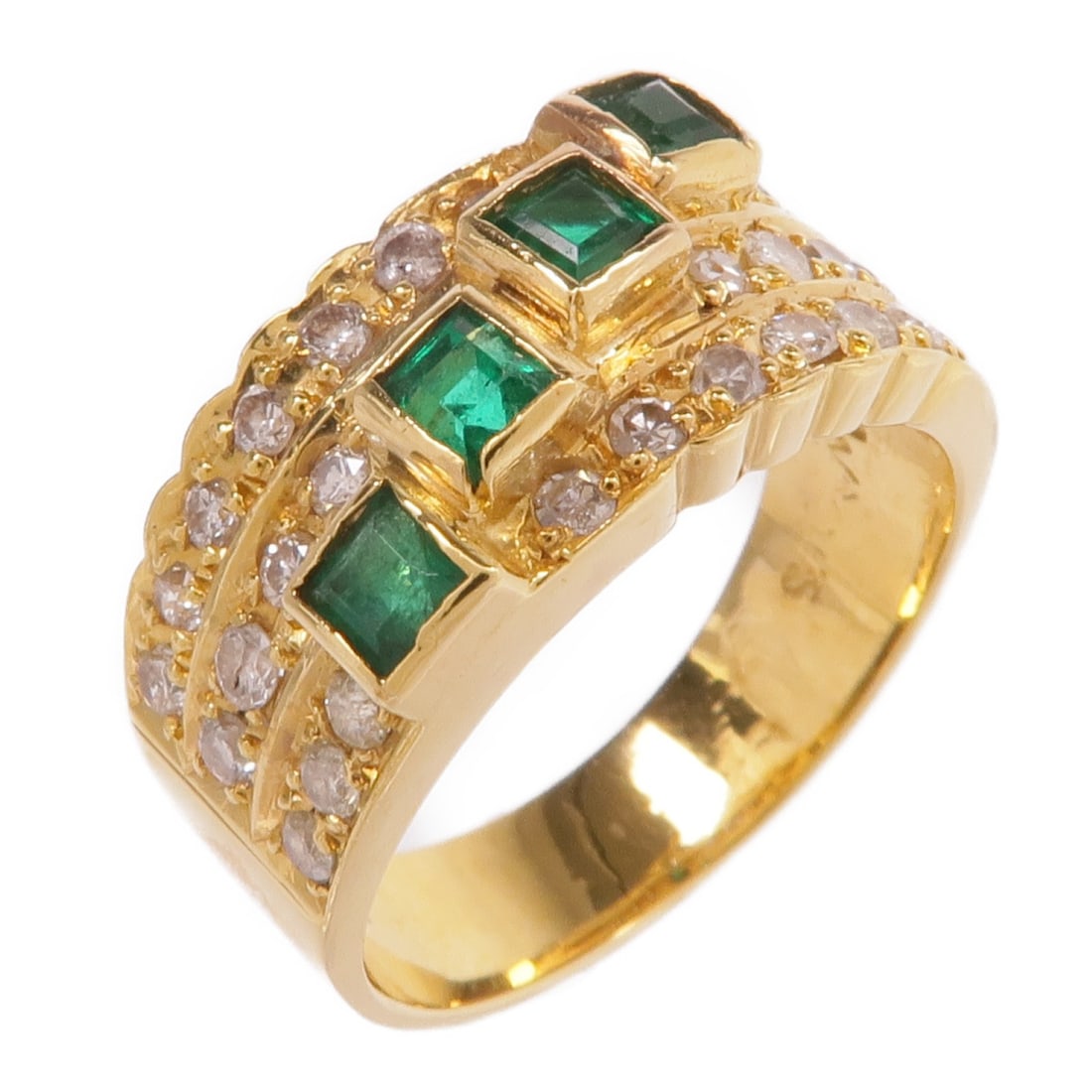 Emerald Diamond Ring in 18K Yellow Gold Size 5.25 (1 of 8)