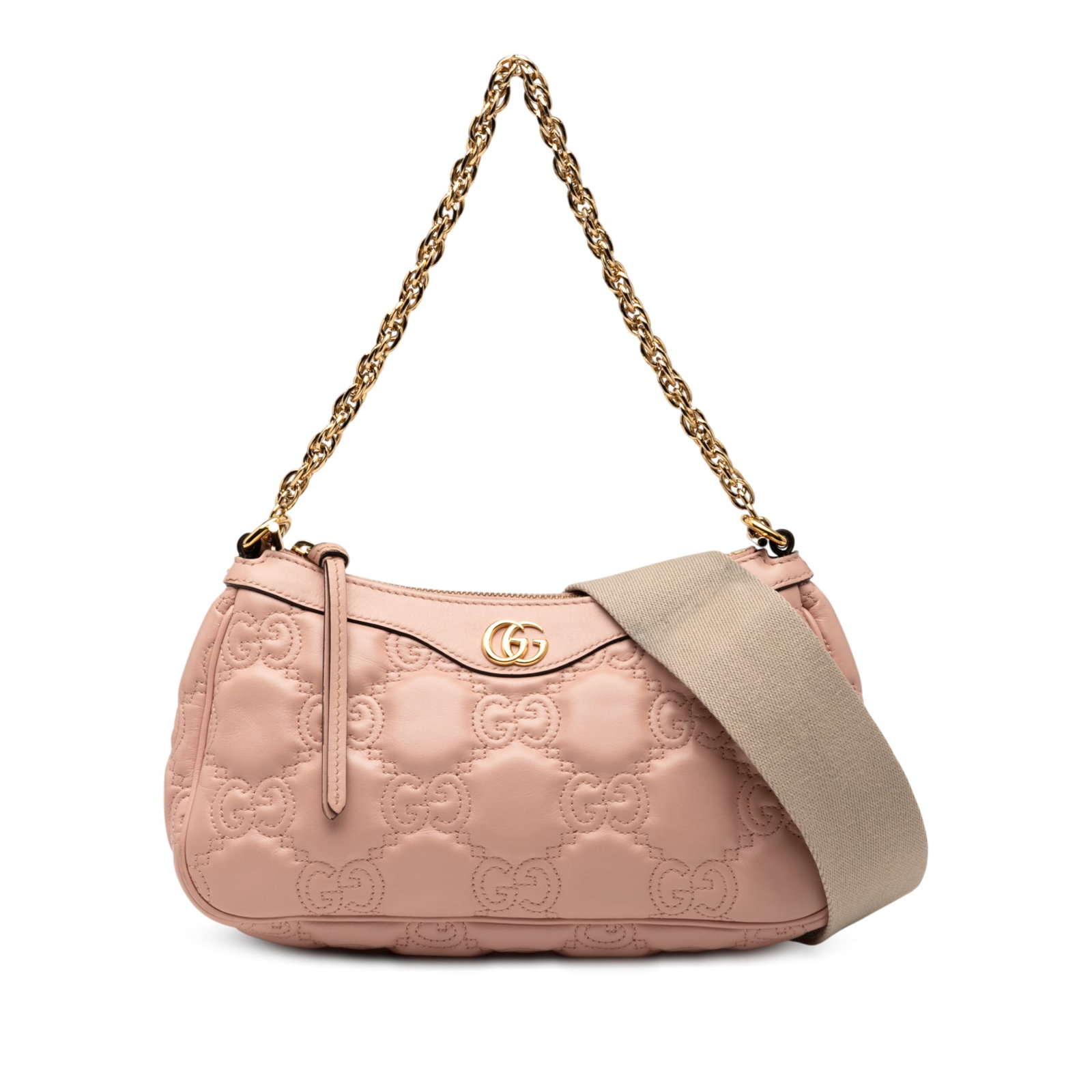 Gucci Small GG Matelasse Leather Satchel Pink Italy with Chain Handle (1 of 8)